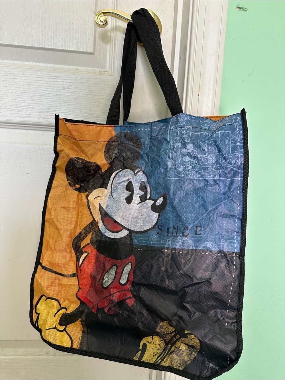 Vintage Disney Mickey Mouse Graphic nylon Tote Bag - Multicolor - Picture 3 of 5